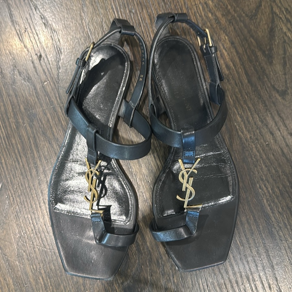 Saint Laurent Black Cassandra Sandals GUC size 6 - Picture 4 of 4